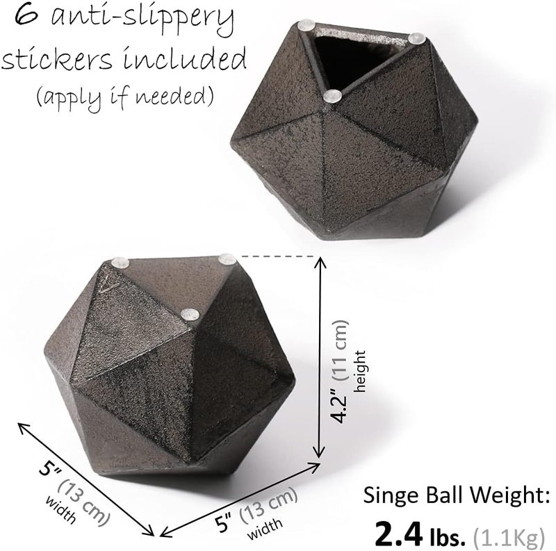 Ambipolar Geometric Decorative Ball Shaped Bookends, Modern Cast Iron Black Bookends for Office Desk, Book Shelf, Room Decor, Home Office, Book Stand or Organizer, Set of 2. Antique Black - Image 2